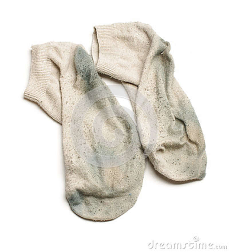 Smelly Dirty Socks Isolated On The White Background Stock Photo