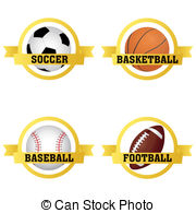 Sports Labels   Abstract Sports Balls Labels On White