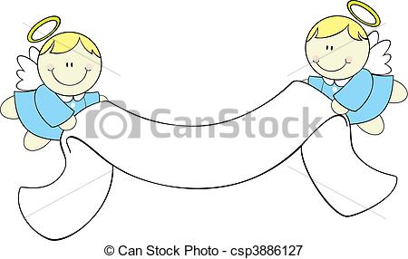 Vector   Baby Angels With Ribbon Banner   Stock Illustration Royalty