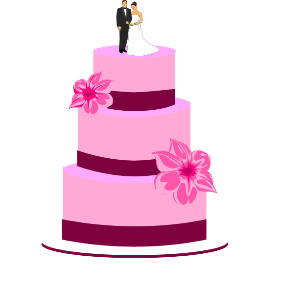 Wedding Cake With Bride And Groom Clip Art At Clker Com   Vector Clip