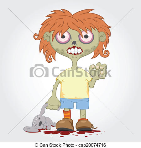 Zombie Girl With A Rabbit Vector    Csp20074716   Search Clipart    