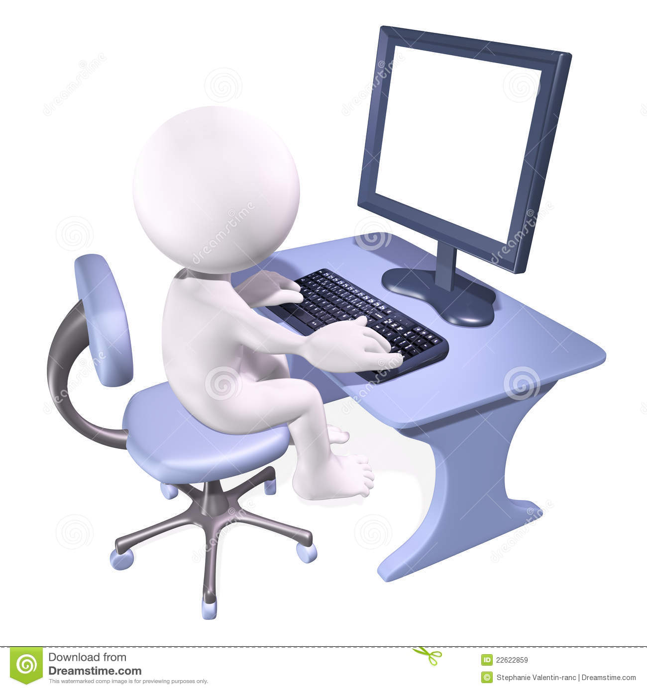 3d Man Working On Computer Royalty Free Stock Images   Image  22622859
