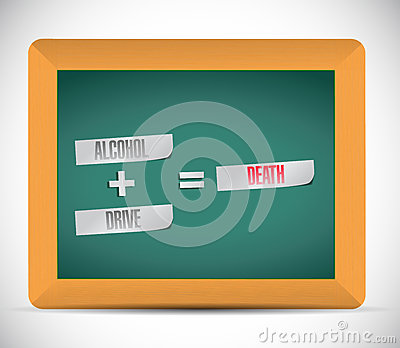 Alcohol And Driving Equals Death  Equation Illustration Design Over