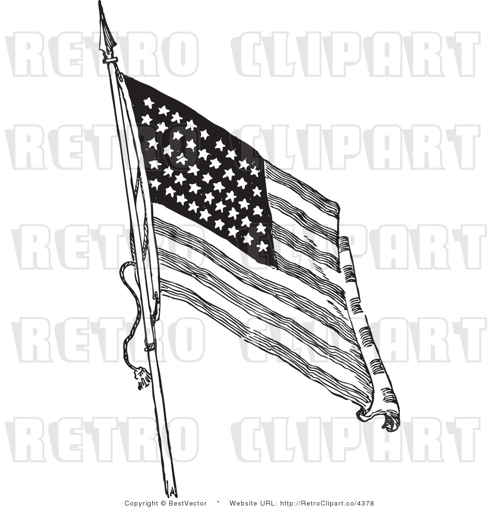 American Flag Clip Art Black And White