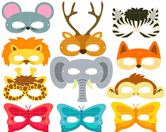 Animal Party Mask Ii Digital Clip A Rt For Scrapbooking Card Making