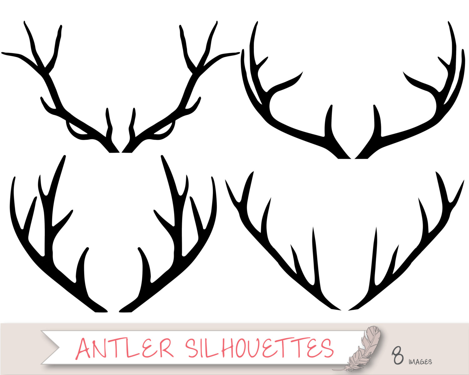Antler Silhouette Clipart Tribal Clipart Deer By Printmakelove