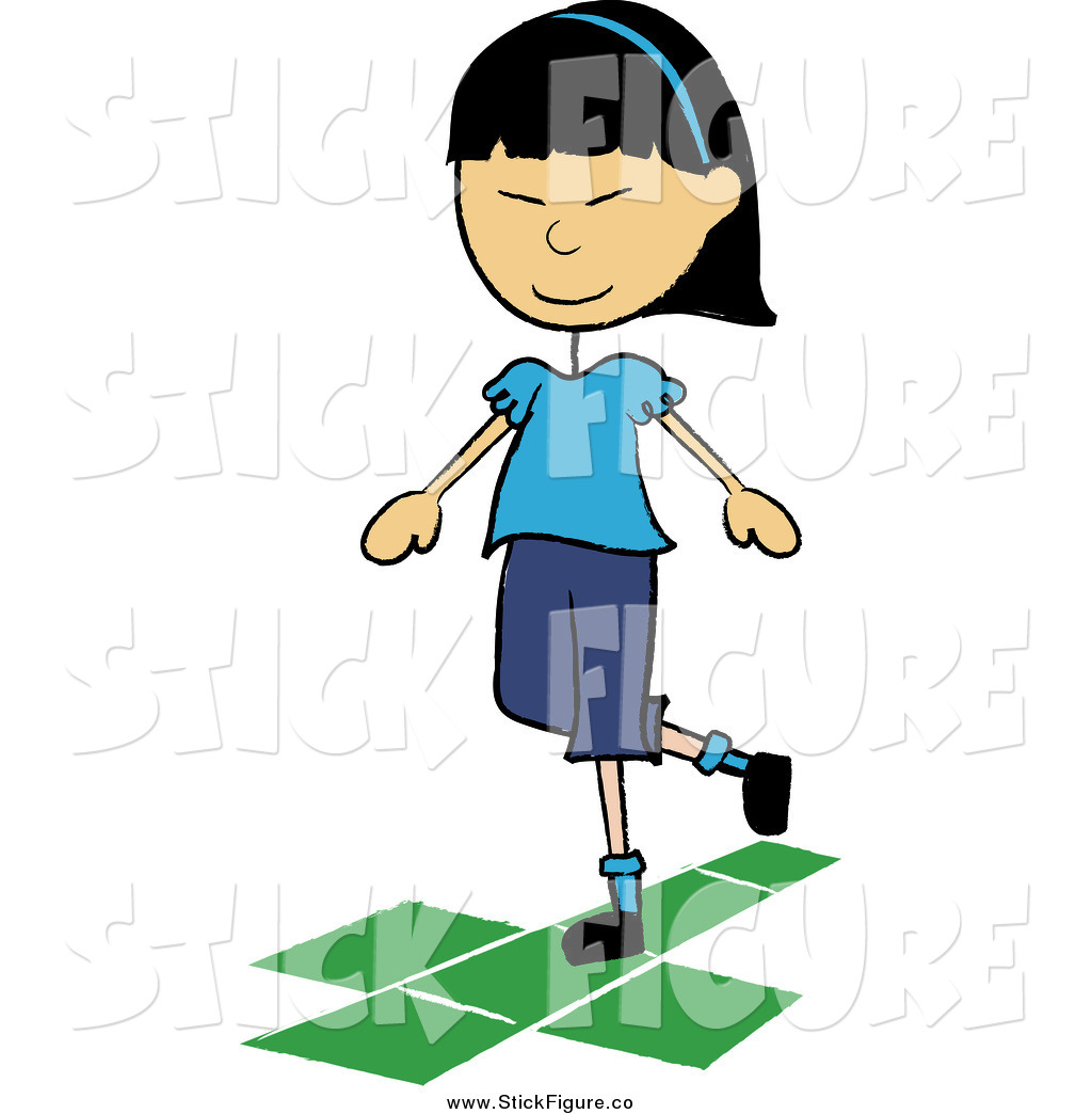 Asian School Girl Playing Hopscotch On A Playground By Pams Clipart