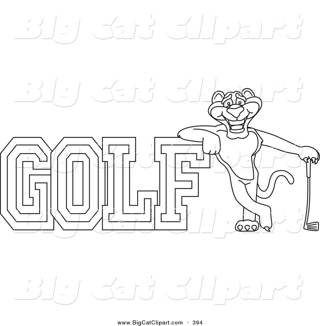 Big Cat Cartoon Vector Clipart Of A Outline Of A Panther Character