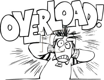      Cartoon Of A Stressed Out Guy With The Word Overload Clipart Image