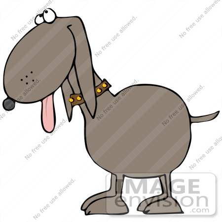Clip Art Graphic Of A Panting Dog Hanging His Tongue Out And Looking    