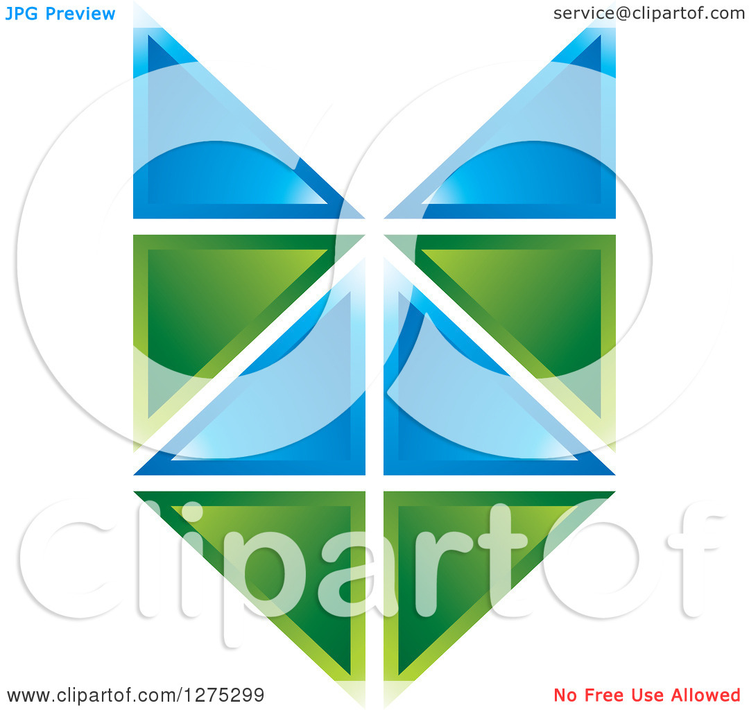 Clipart Of A Blue And Green Geometric Abstract Tile Design   Royalty    