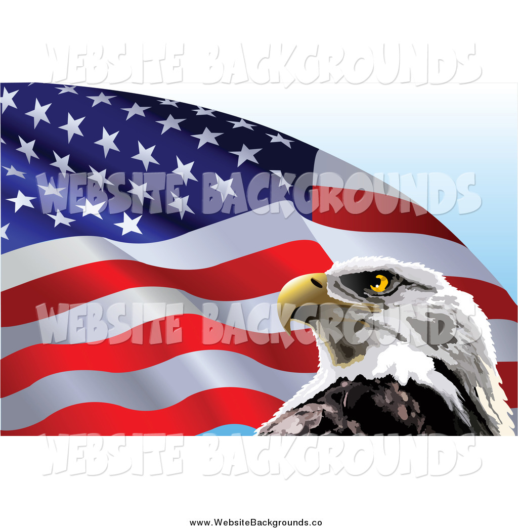 Clipart Of A Waving American Flag And Eagle Background By Pushkin