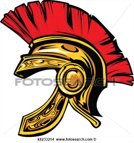 Clipart Of Spartan Trojan Helmet Mascot Vector K8233214   Search Clip