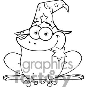 Clipart Of Wizard Frog With A Magic Wand In Mouth