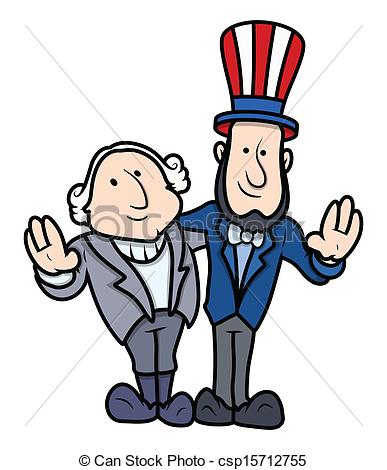 Clipart Vector Of Presidents Day Cartoon Characters   Washington And