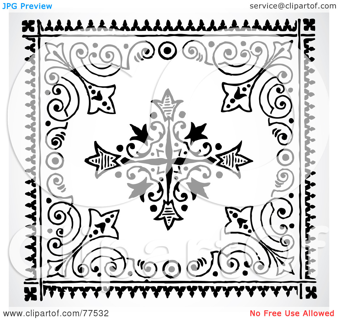 Collage Of Black And White Floral Design Tile Element By Bestvector