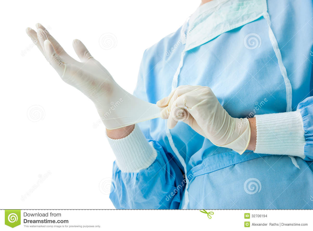 Doctor Putting On Medical Gloves Stock Images   Image  32706194