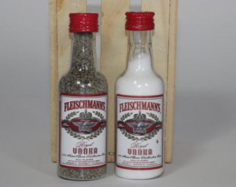 Fleischmann S Vodka Salt And Pepper Shaker Upcycled Liquor Bottles