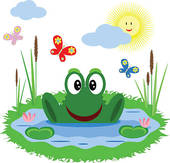 Funny Frog Is In The Pond   Clipart Graphic