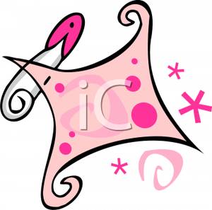     Graphic In Pink With A Diaper Pin   Royalty Free Clipart Picture