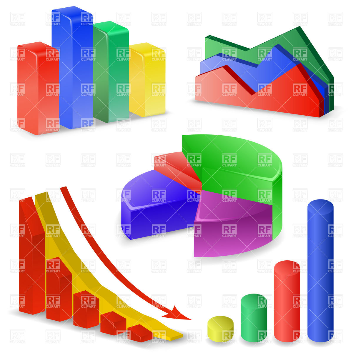 Graphs Collection   Reports Set Download Royalty Free Vector Clipart
