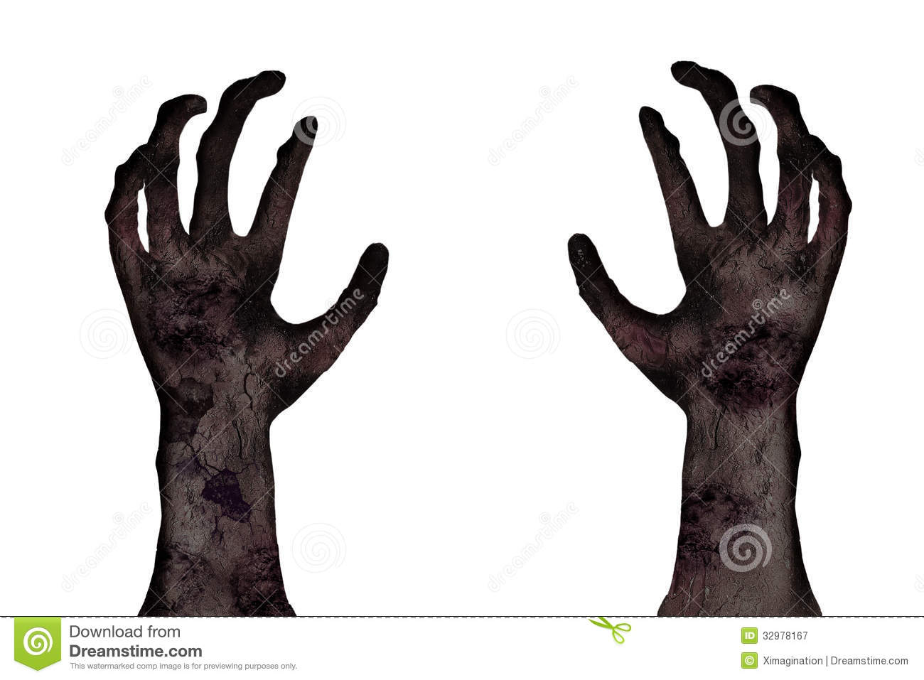 Hands Of Zombie On White Background