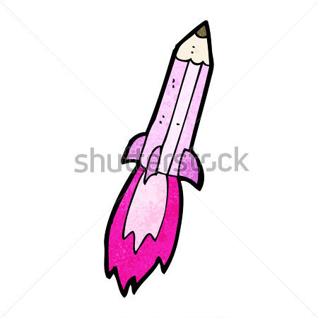 Hem   Premium   Objekt   Cartoon Pink Pencil Rocket