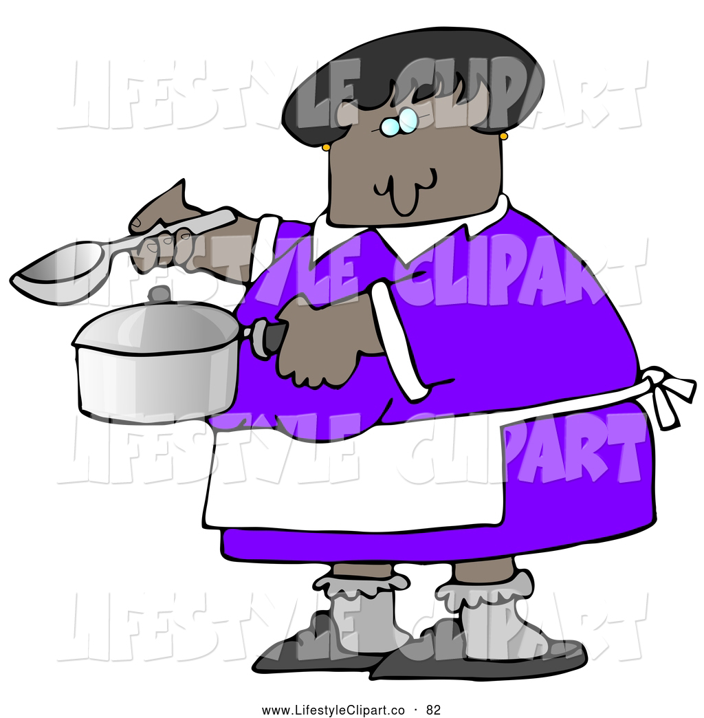 Holding A Spoon And Pot While Cooking Soup For Supper In A Kitchen