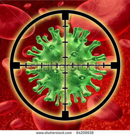 Killing A Virus Symbol Represented By Blood Cells Being Attacked By A