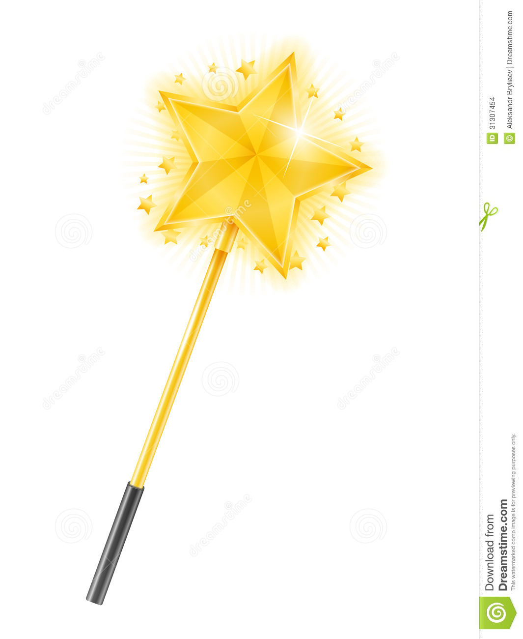Magic Wand With Golden Star On White Background 