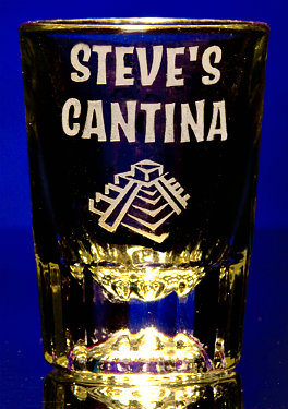 Personalized Cantina Shot Glass With Pyramid Artwork