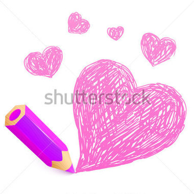 Pink Cartoon Pencil With Doodle Heart Stock Vector   Clipart Me