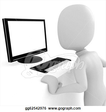Stock Illustration   3d Man Working At Computer  Clip Art Gg62542976