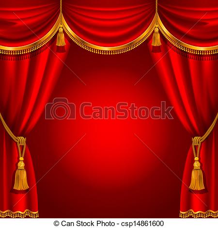 Vector Clipart Of Red Curtain   Theater Stage With Red Curtain