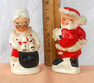 Vintage Ceramic Mr Mrs Santa Clause Salt Pepper Shakers Napco Japan