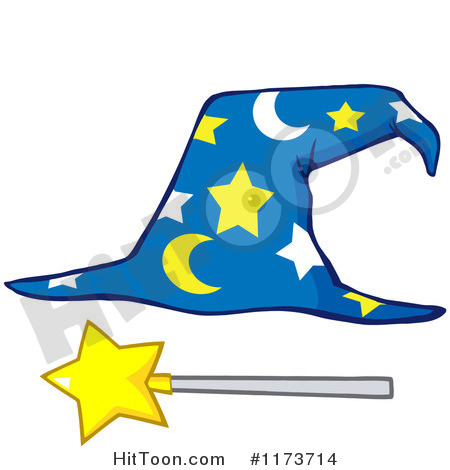 Wizard Wand Cartoon Moon And Stars Wizard Hat And
