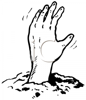 Zombie Hand Rising From A Grave   Royalty Free Clip Art Image