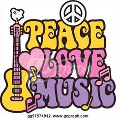 70s Groovy Clip Art   Stock Illustration   Peace Love Music In Bright