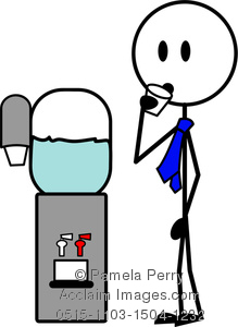    Art Image Of A Stick Figure Businessman Drinking At The Water Cooler