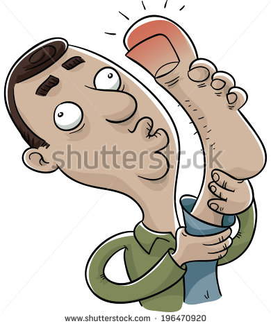Cartoon Man Reacts To A Hugeswollen Stubbed Toe    Stock Vector