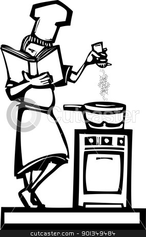 Chef With Cookbook Stock Vector Clipart Woman Chef Holding Cookbook