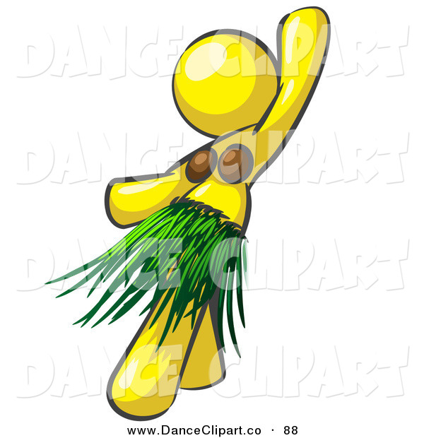 Clip Art Of A Yellow Hawaiian Hula Dancer Woman In Grass Skirt