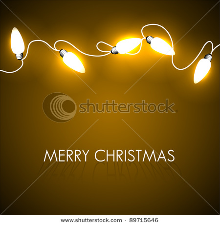 Clip Art Picture Of Christmas Lights Over A Golden Colored Background