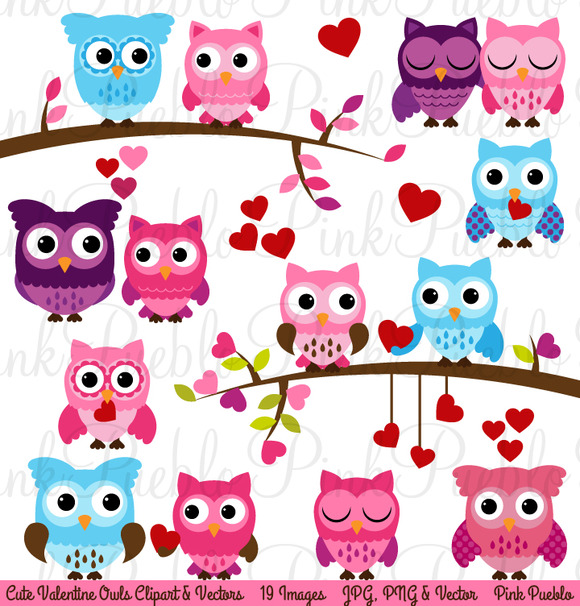 Creativemarket Valentine S Day Owl Clipart Vector 17954