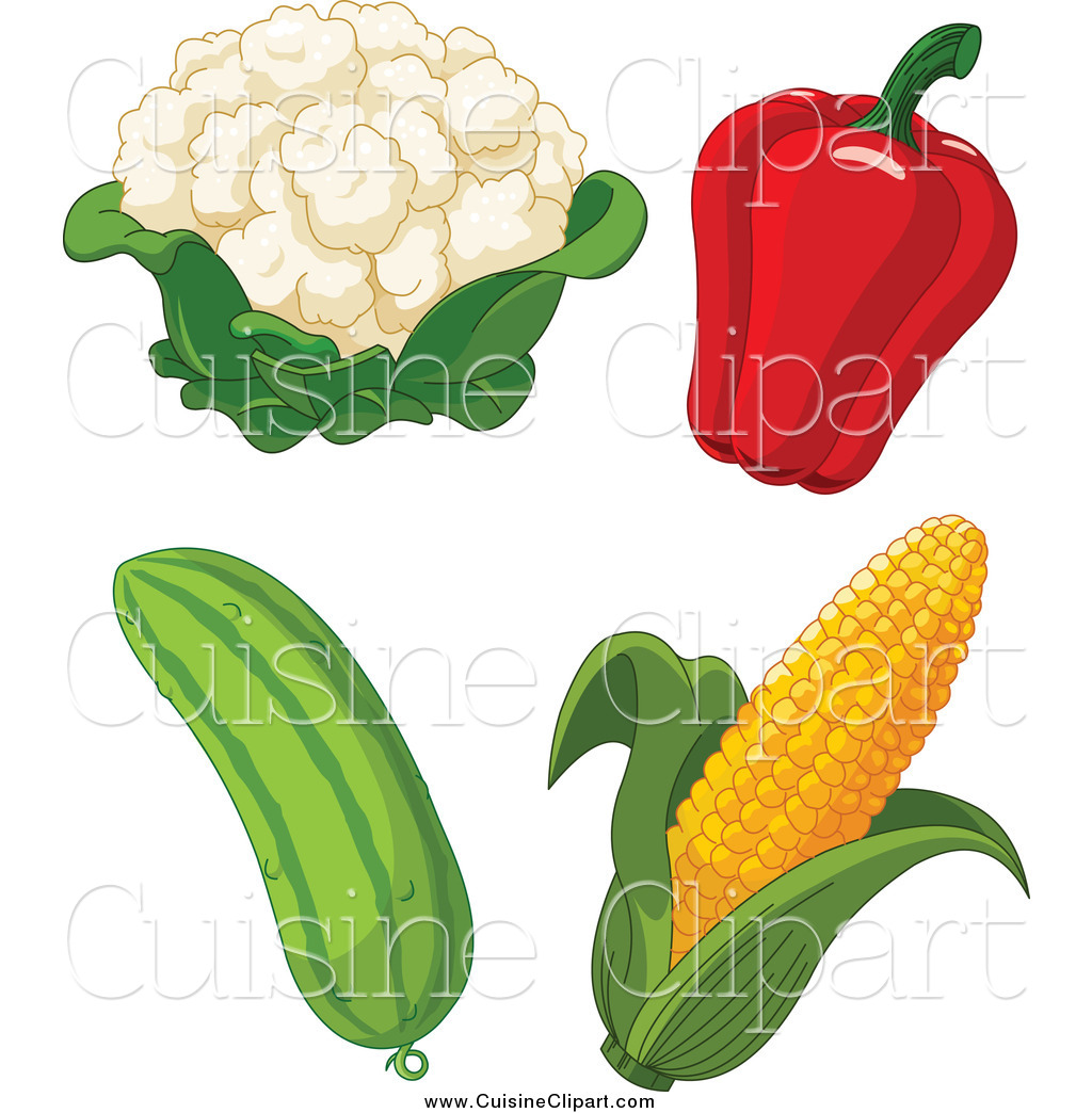 Cuisine Clipart Of Cauliflower Bell Pepper Cucumber And Corn By