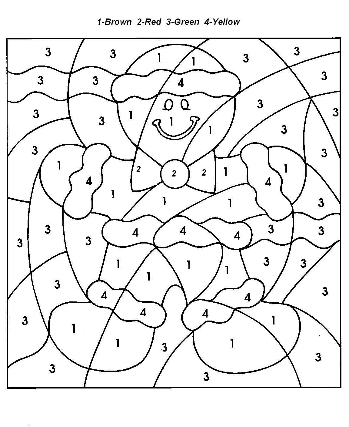 Gingerbread Man Color By Numbers   Kids Cute Coloring Pages