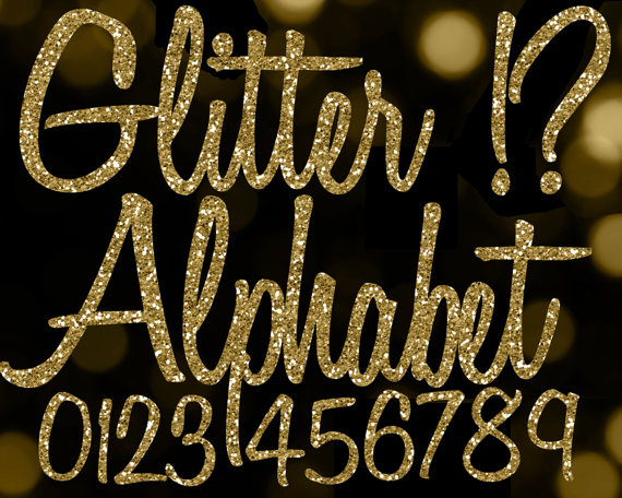 Gold Glitter Alphabet Clipart  Digital Glitter Alphabet Clip Art Gold