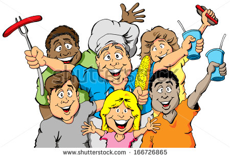 Group Of People Celebrating A Picnic    Stock Vector