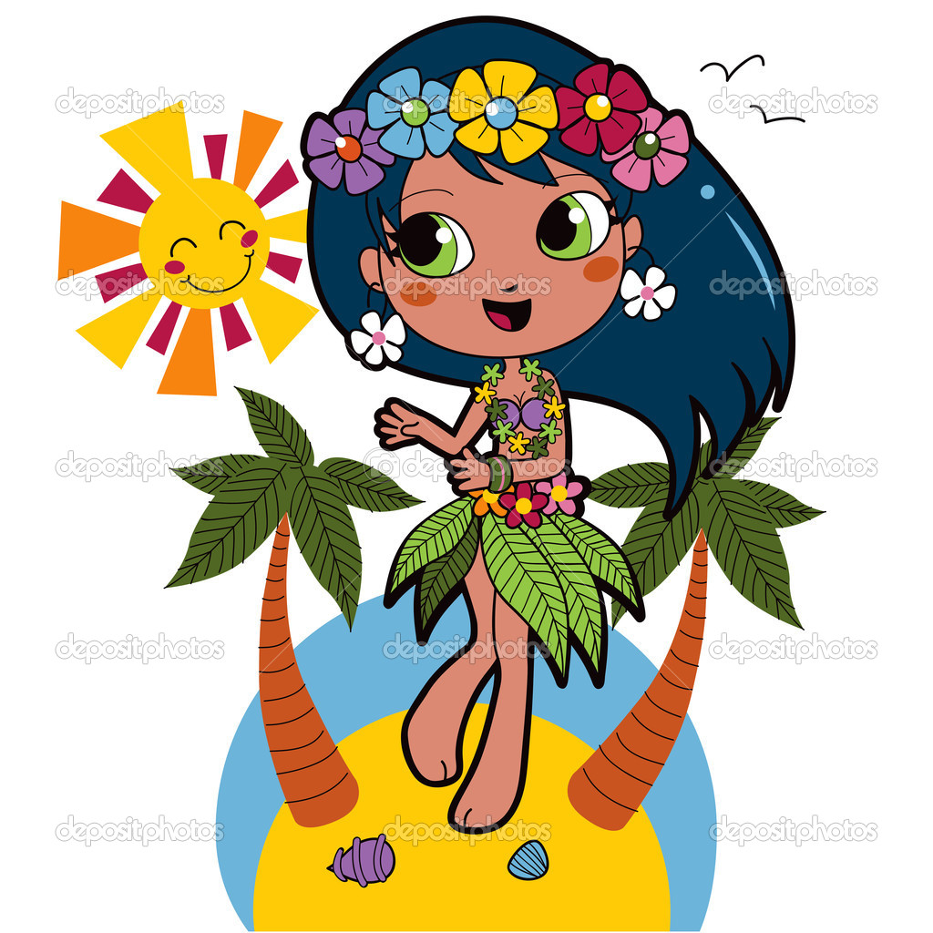 Hawaiian Aloha Girl   Stock Vector   Kakigori  8532279