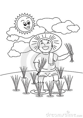 Illustration Of A Farmer On Working At The Early Morning
